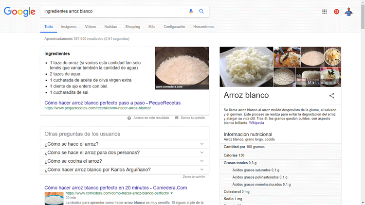 microformatos busqueda arroz